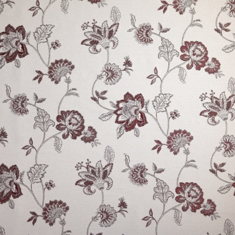Tissu Jacquard Mina Floral Bordeaux 