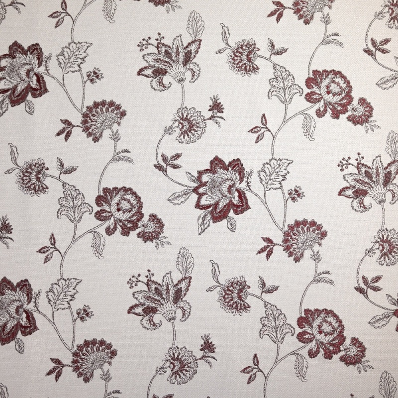 Tissu Jacquard Mina Floral Bordeaux 