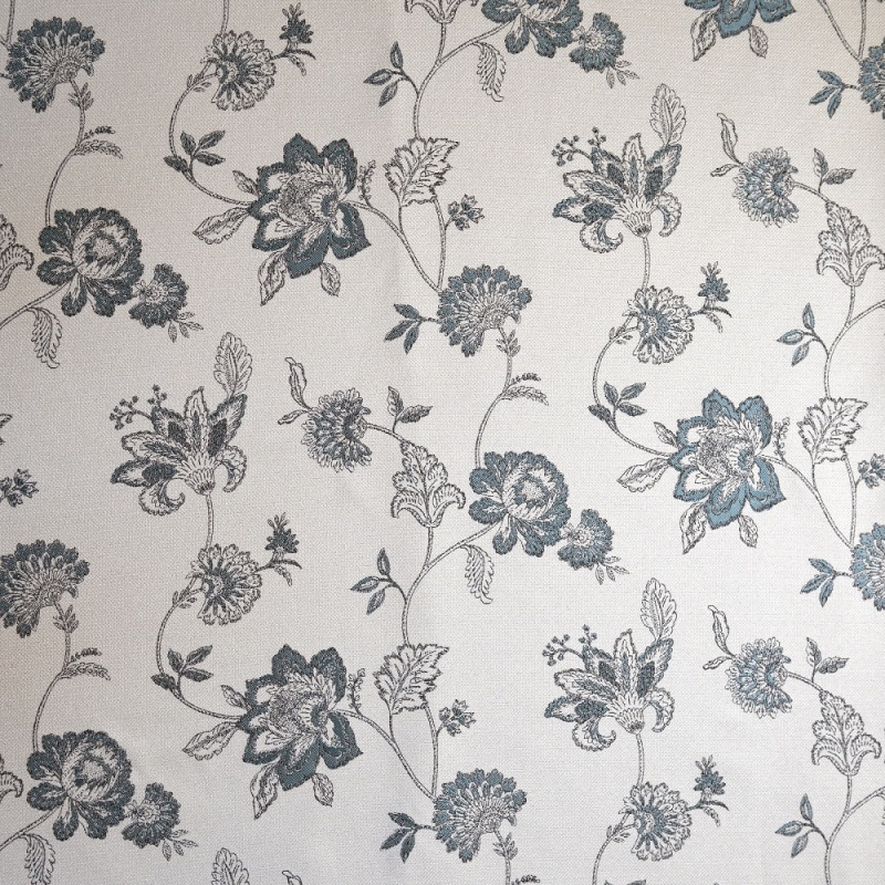 Tissu Jacquard Mina Floral Bleu 