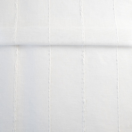 Tissu Etamine Rayée Onega Fil Chenillé Blanc 