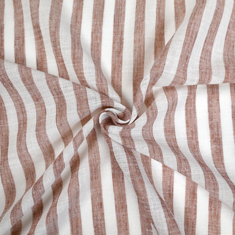 Tissu Etamine Rayée Vasco Terracotta 