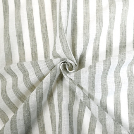 Tissu Etamine Rayée Vasco Kaki 