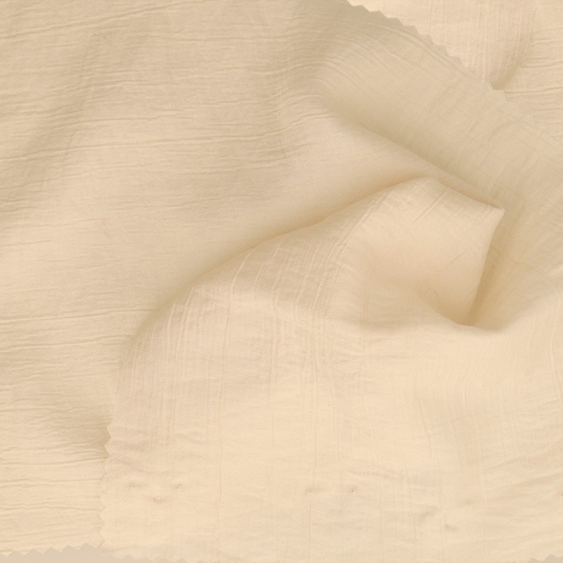 Tissu Uni Aspect Froissé Ecru 