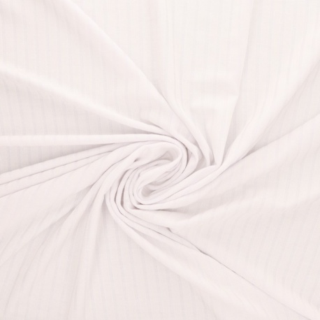 Tissu Jersey Côtelé Uni Blanc