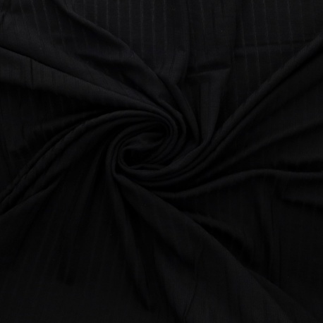 Tissu Jersey Côtelé Uni Noir 