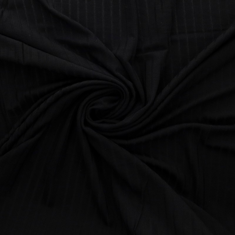 Tissu Jersey Côtelé Uni Noir 