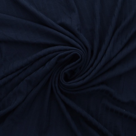 Tissu Jersey Côtelé Uni Bleu Marine