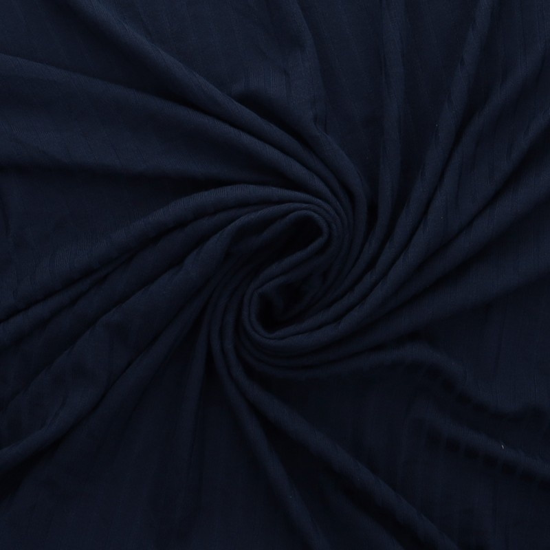 Tissu Jersey Côtelé Uni Bleu Marine