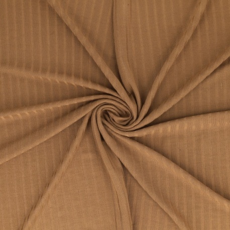 Tissu Jersey Côtelé Uni Beige Foncé 