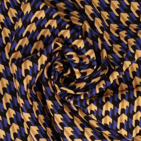 Tissu Popeline De Viscose Imprimée Abstrait Multico