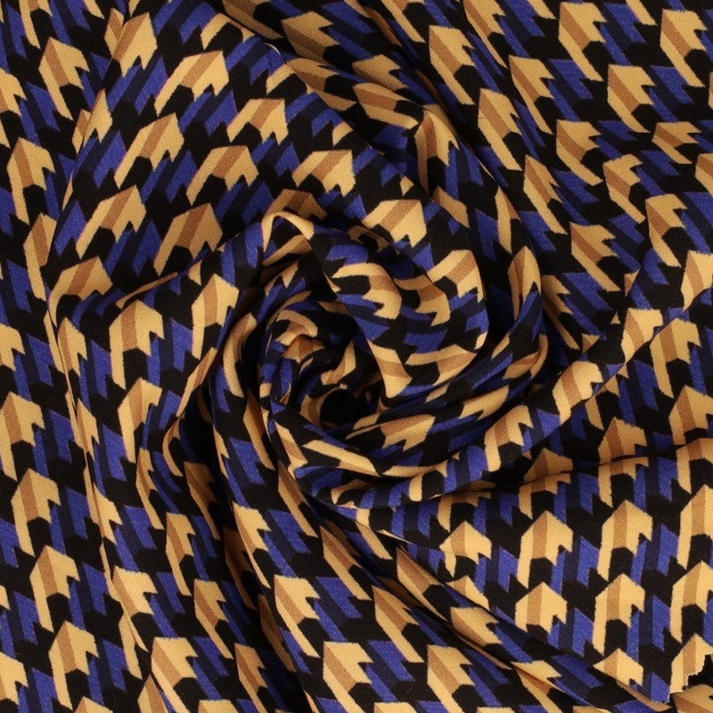 Tissu Popeline De Viscose Imprimée Abstrait Multico