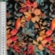 Tissu Popeline De Viscose Imprimée Fleur Orange