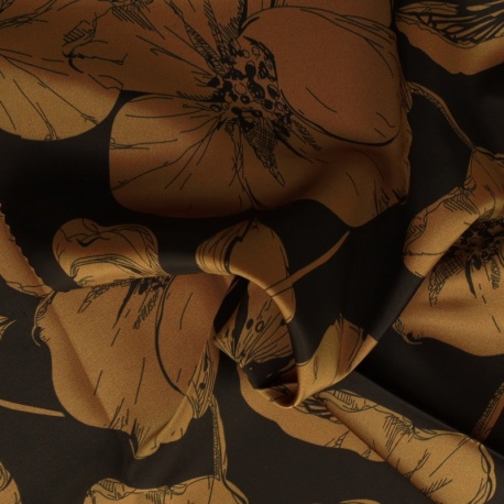 Tissu Satin Imprimé Digital Ocre