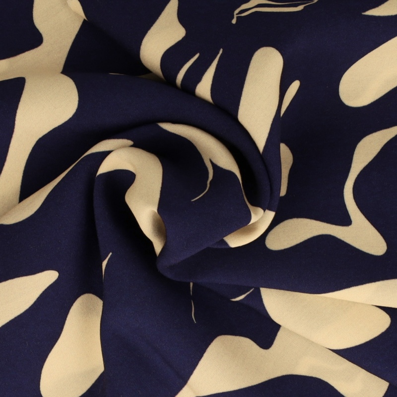 Tissu Viscose Imprimé Marine 