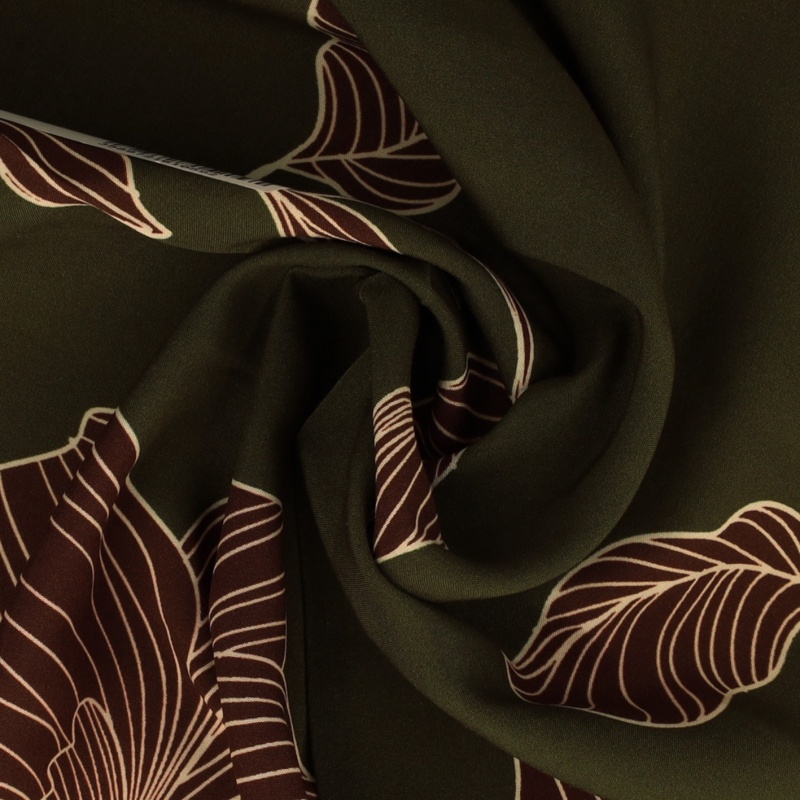 Tissu Viscose Imprimé Kaki