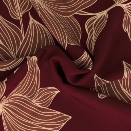 Tissu Viscose Imprimé Bordeaux 