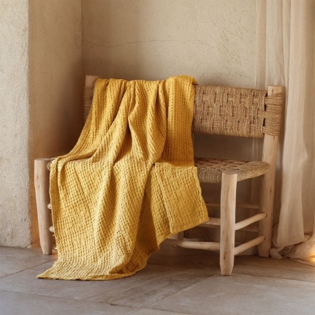 Waffle Plaid été Gaufré Jaune 130x180 cm