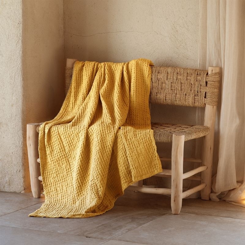 Waffle Plaid été Gaufré Jaune 130x180 cm
