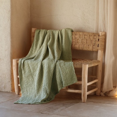 Waffle Plaid été Gaufré Vert 130x180 cm