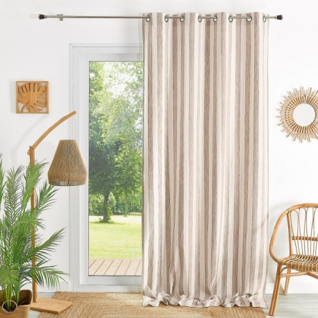 Rideau Landes Grosses Rayures Beige 