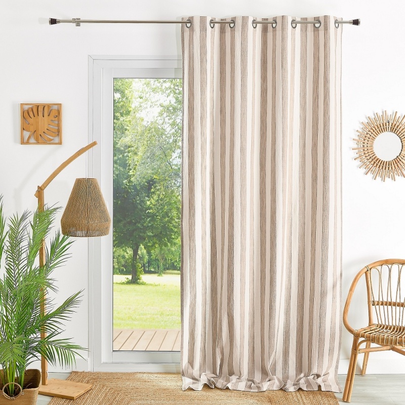 Rideau Landes Grosses Rayures Beige 