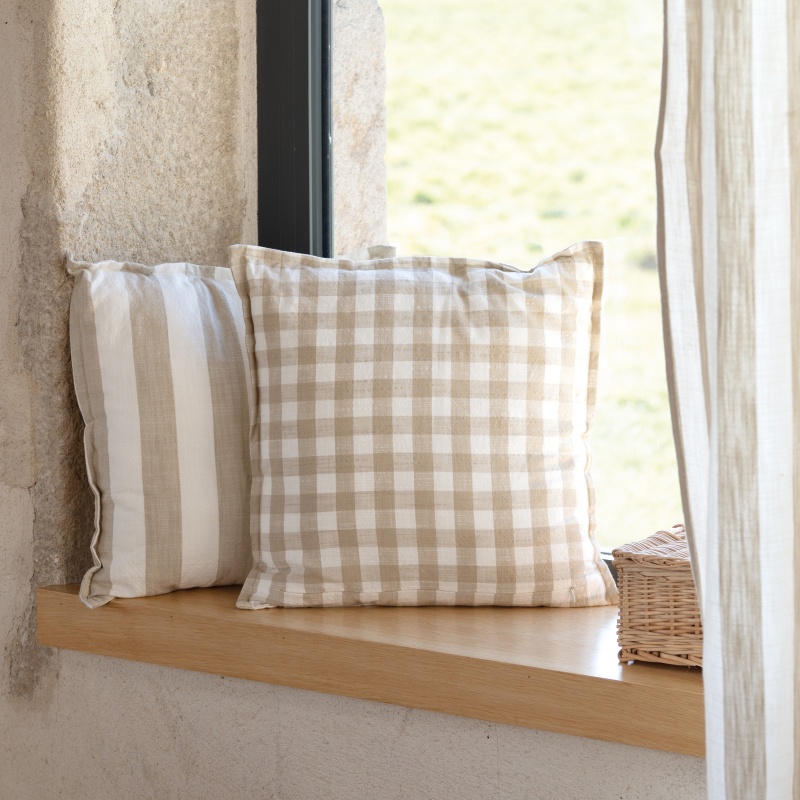 Housse de Coussin Laferret Réversible Beige ou Kaki