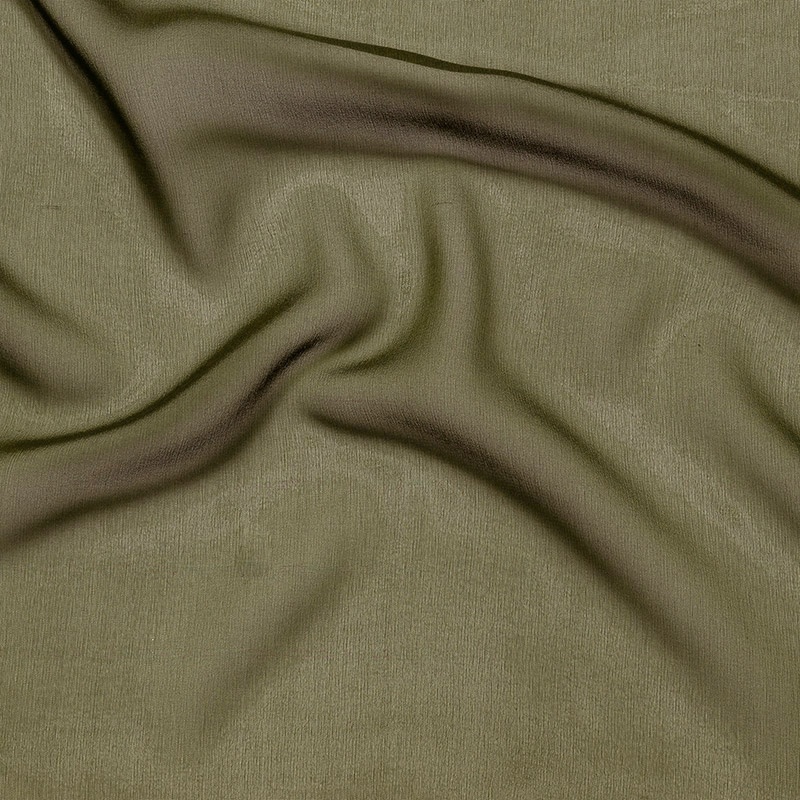 Tissu Mousseline de Soie Kaki 10 Mommes 