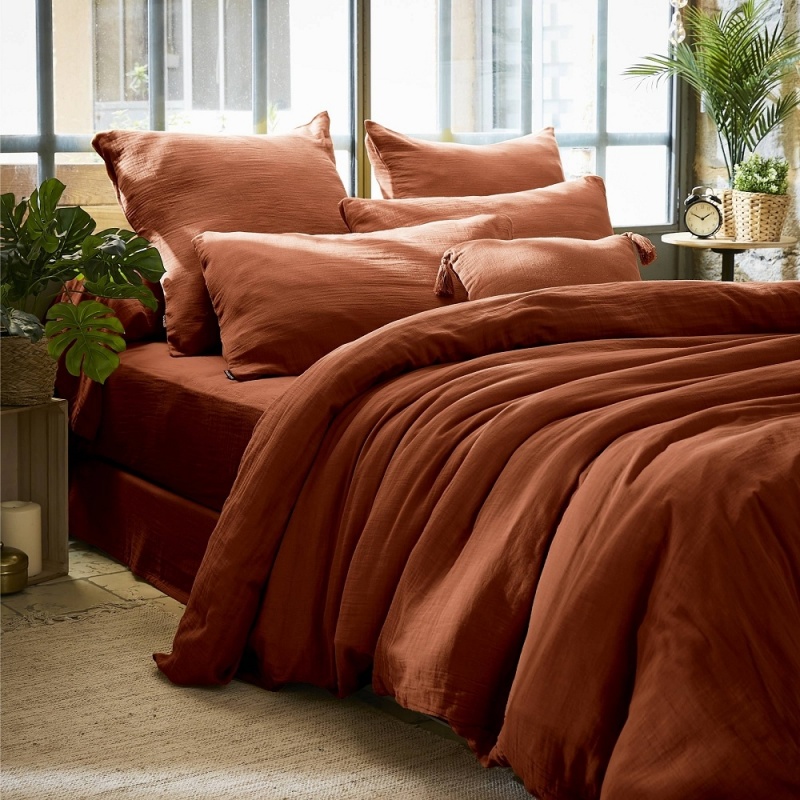Linge de lit Gaze de Coton Gaïa Terracotta - L'effet papillon