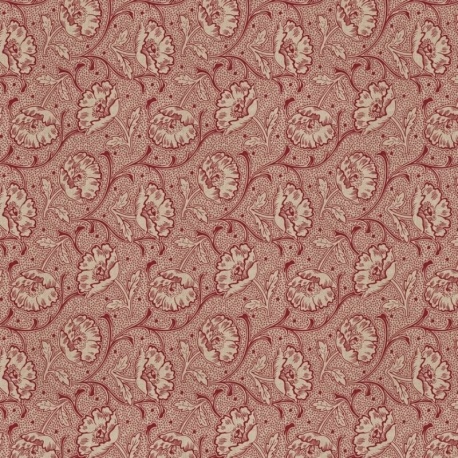 Tissu Bloomy Art Craft Lie de Vin Fond Coloris Lin