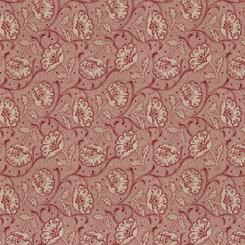 Tissu Bloomy Art Craft Lie de Vin Fond Coloris Lin