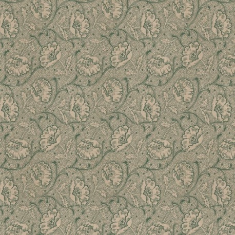 Tissu Bloomy Art Craft Kaki Fond Coloris Lin