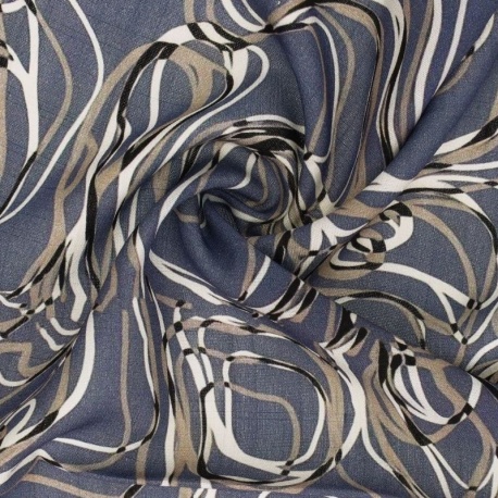 Tissu Viscose Imprimé Bleu Jean 