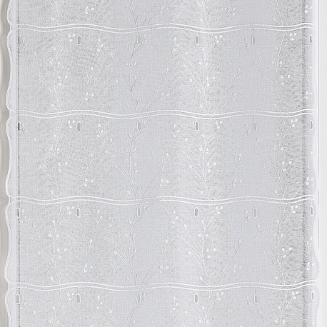 Tissu Modulable Brode Feuille Blanc Largeur 60cm 