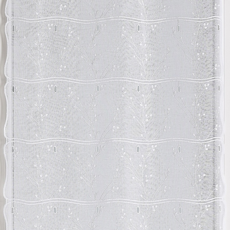 Tissu Modulable Brode Feuille Blanc Largeur 60cm 
