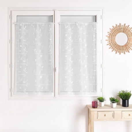 Tissu Modulable Maille Feuille Blanc Largeur 90cm 