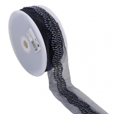 Galon perles brodees sur voile