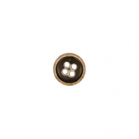Bouton 4 trous bicolore imitation corne