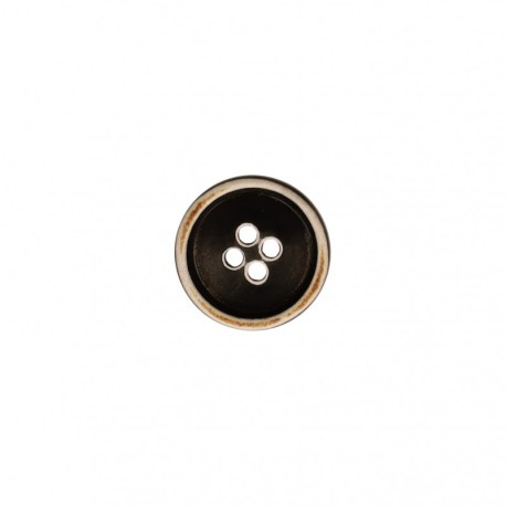 Bouton 4 trous bicolore imitation corne