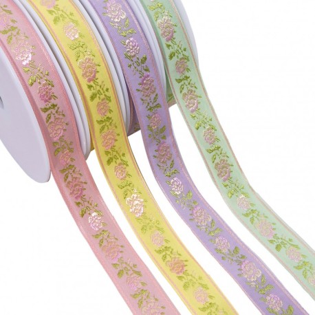 Galon jacquard fleurs