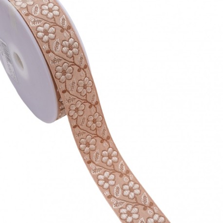 Galon jacquard fleurs et feuilles