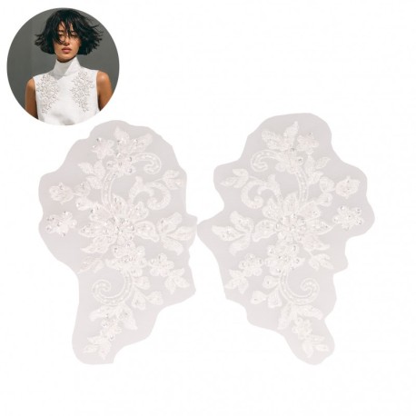Motif perles fleur *2  Blanc