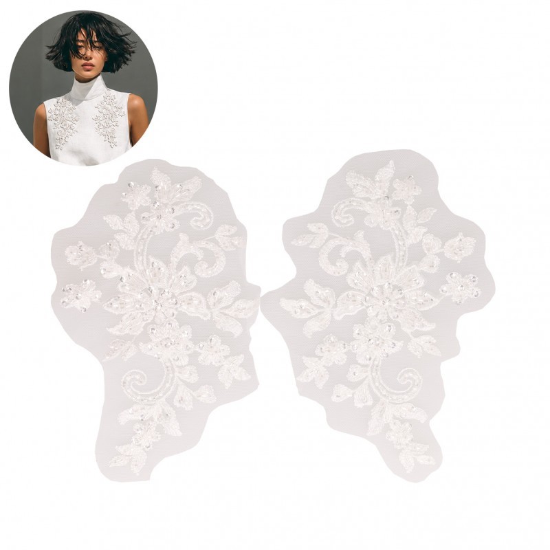 Motif perles fleur *2  Blanc