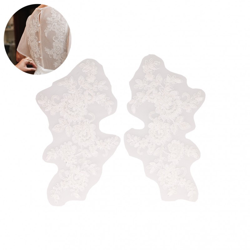Motif perles fleur *2  Blanc