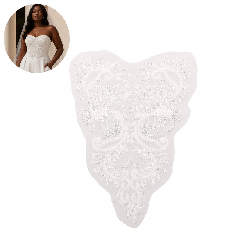 Motif perles fleur  Blanc
