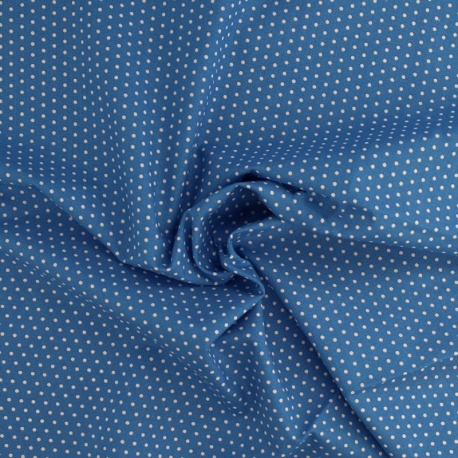 Tissu Coton Imprimé Pois Bleu 