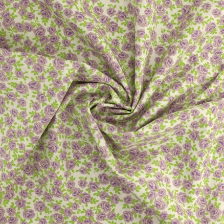 Tissu Coton Imprimé Fleur Mauve