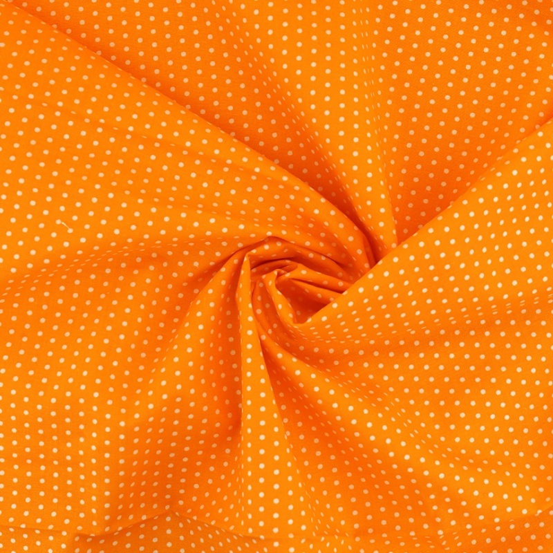 Tissu Coton Imprimé Pois Orange