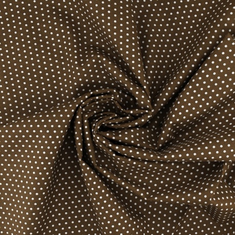 Tissu Coton Imprimé Pois Marron