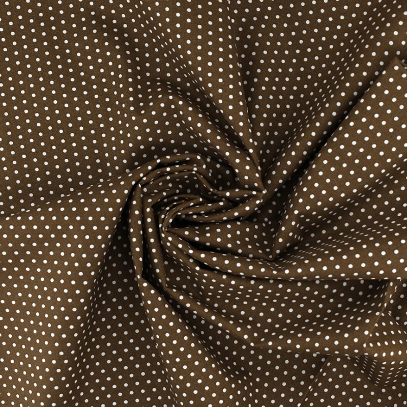 Tissu Coton Imprimé Pois Marron