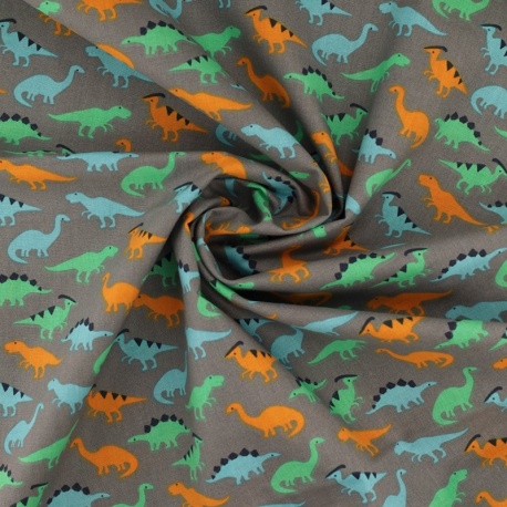 Tissu Coton Imprimé Dinosaures Multico